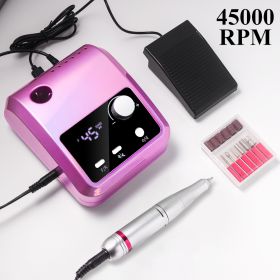 Electric Nail Drill Professional - 45000 RPM Nail File Kit Machine With LCD Display, Hand & Foot Control Low Noise For Acrylic, Gel Nails, Manicu (Color: Purple)