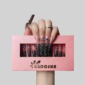 GGddsha Nails 2025 Long Novel Design And Reusable Handmade Nails Pmma Acrylic Nails Press On Nails Kit WithBox Gifts For Women,Stellar Stripe (Option: M)
