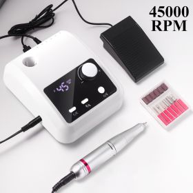 Electric Nail Drill Professional - 45000 RPM Nail File Kit Machine With LCD Display, Hand & Foot Control Low Noise For Acrylic, Gel Nails, Manicu (Color: White)