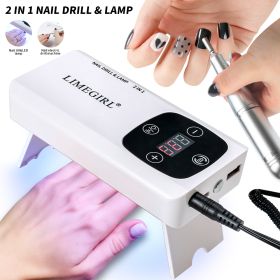 Portable Nail Drill Machine - 2-in-1 Portable Nail Drill Machine - 45000RPM Electric Professional Nail Lathe With LED Lamp - Nail Salon Dryer Ele (Color: White)