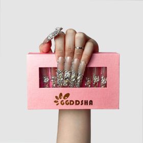 GGddsha 2024 New PMMA Acrylic Press On Nails StunningBling Nails, Rhinestone Fake Nails, Glitter Rhinestone NailsGradient Fake NailsCrystal Casca (Option: M)