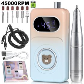 Professional 45000RPM Portable Electric Nail Drill Kit, Rechargeable Nail Electronic File Machine, Electric Nail Polishing Machine With Drill Hea (Color: Blue)