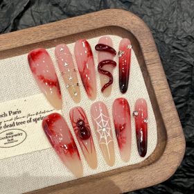 Long Advanced New Chinese Style Red Manicure (Option: Small Size S-2660 Fine Tip)