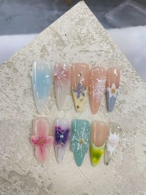 Hand-painted Three-dimensional Carved High Class Elegant Long Hand-worn Armor Hand-made (Option: Long Tip-S)